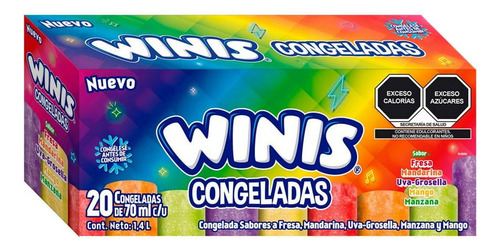 Dulces Congeladas Winis 20 Pzas De 70 Ml C/u Sabores