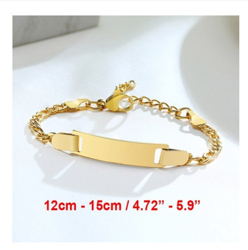 Imagen 3 de 9 de Pulsera Bebé Acero Personalizada Grabado Láser 1169