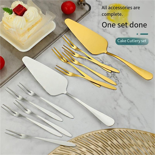 Juego De Tenedor Y Cuchillo Para Pastel De Acero Inoxidable