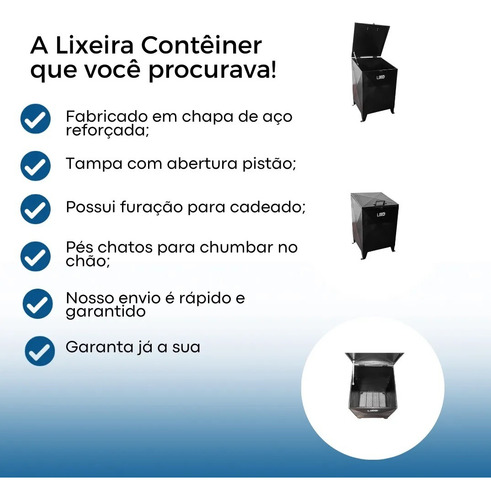 Lixeira Externa Reforçada Com Tampa Padrão Condomínio