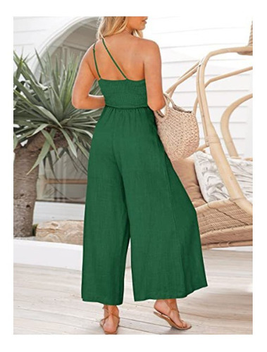 Palazzos Largo Mujer Casual Moda Un Hombro Color Sólido