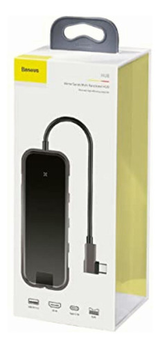 Baseus Hub Adaptador Tipo-c A 3xusb3.0+hd4k+rj45+pd Gris