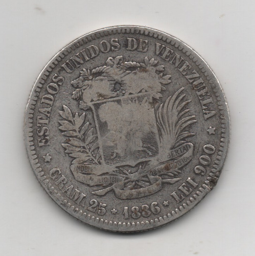 Moneda De 5 Bs Fuerte De 1886