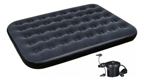 Colchón Inflable Matrimonial + Bomba Eléctrica Para Camping