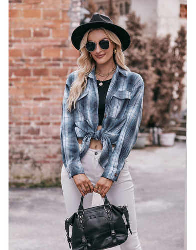 Camisa A Cuadros Holgada De Gran Tamaño De Moda Casual