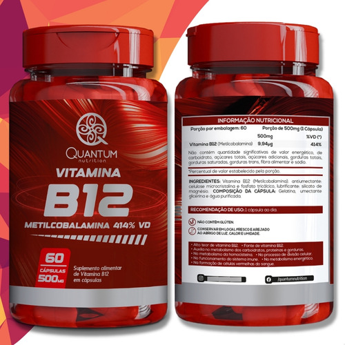 3 Potes Vitamina B12 Alta Concentração 414% Vd Kit 180 Cáps