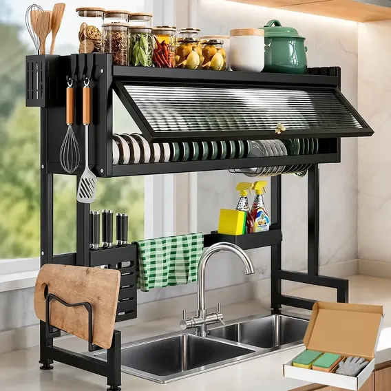 Escorredor Louca Suspenso Preto 65 Cm Em Aço Carbono Preto
