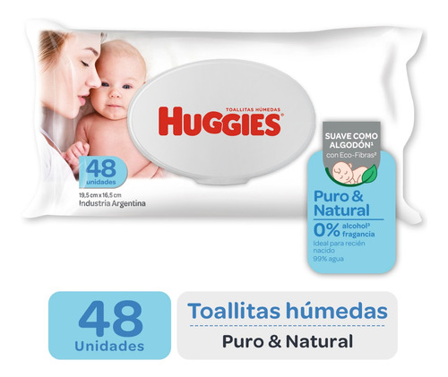 Toallitas Húmedas Huggies Puro&natural Rn - 48 Un