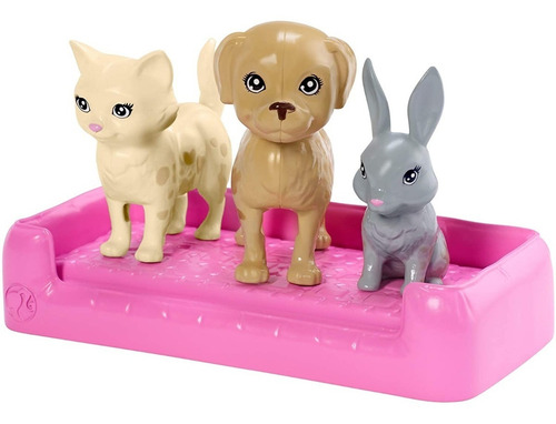 Barbie Baño De Perritos Muñeca + 3 Mascotas + Accesorios