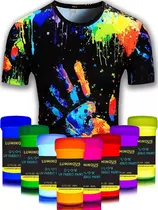 Comprar Set De 8 Pinturas Neon Para Textiles Fluorescentes Luz Negra