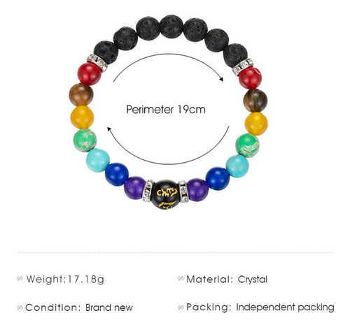 Mz Pulseira Natura 7 Chakras Com Cartão De Significado,