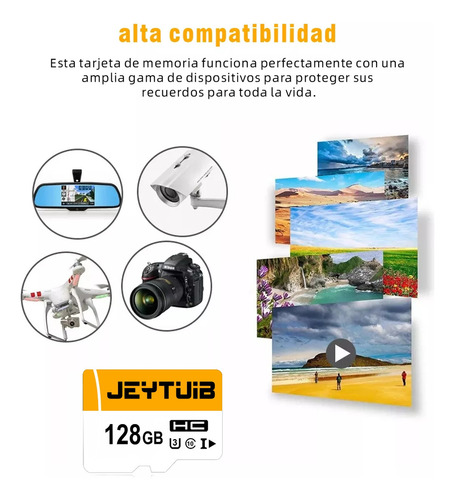 2pcs Tarjta Sd 128gb total de 256 gb Jeytuib high speed memory card almacnamiento externo U3 V30 compatble con smartphone portátIes dash camera