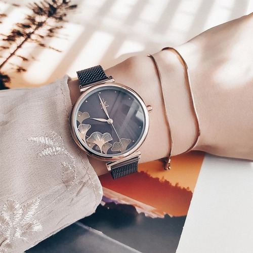Reloj Mujer Shengke Exclusivo Diseño Ginkgo Biloba Elegante
