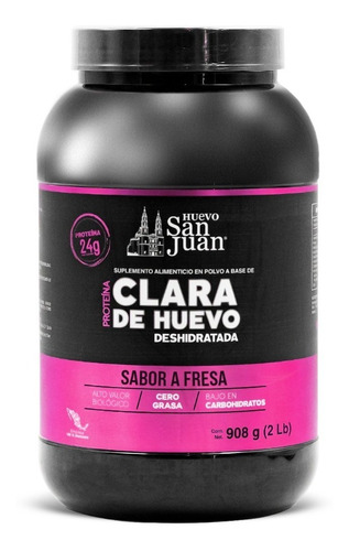 Proteína Clara de Huevo Deshidratada Huevo San Juan, 2lbs de Albumina de Alta Calidad Sabor Fresa