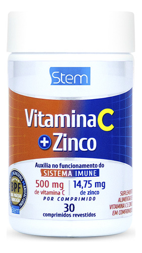 Vitamina C  Zinco 30 Comprimidos Stem