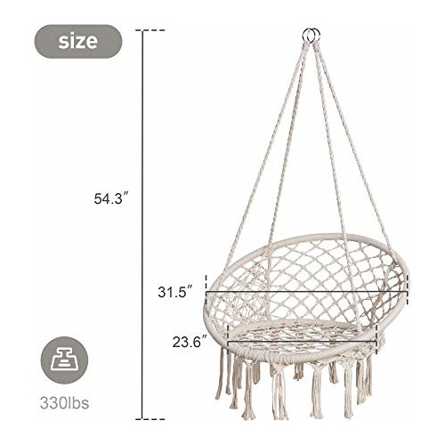 Hamacas Columpio De Macramé Con Bolsillo Lateral Beige