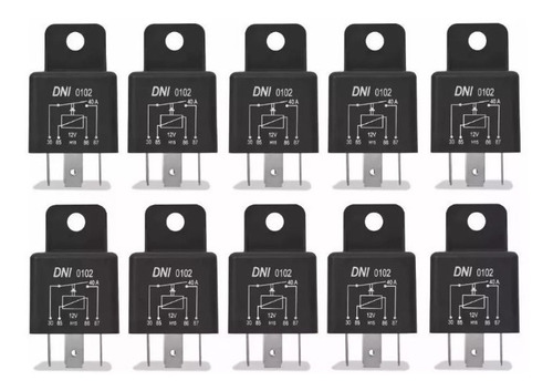 Relê Auxiliar Universal 12v 40a 4 Pinos Dni102 - 10 Unidades