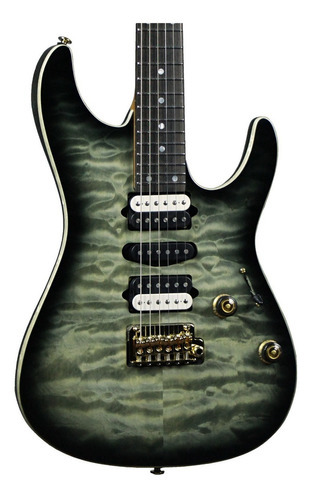 Guitarra eléctrica Ibanez AZ47P1qm Black Ice Burst con funda, color acolchado, diapasón de arce, material de madera de arce, guía manual derecha