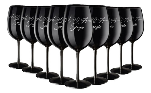 Copas De Vino Souvenir Grabadas Personalizadas Negras 10 Un