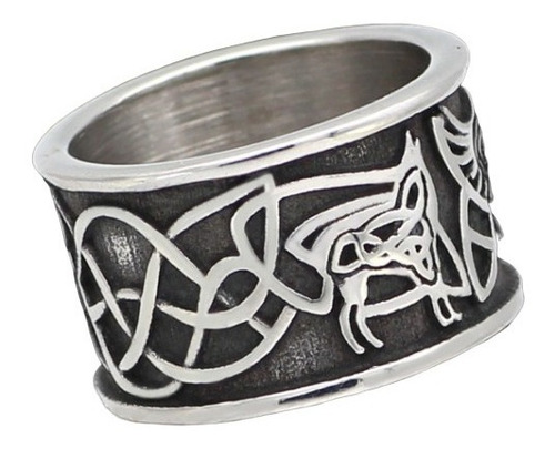 Anillo Vikingo Huginn Y Muninn Odin Acero Inoxidable Hombre