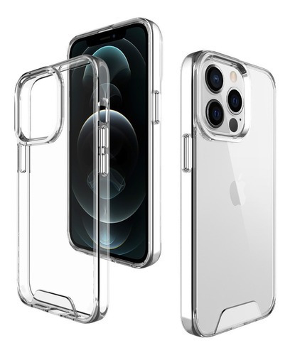 Funda Space Premium compatible con iPhone 13 y película 3D en color transparente