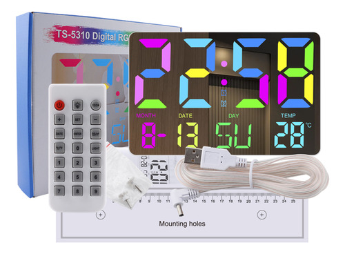 Despertador Luminosidad Rgb Ts-5310 Fecha/semana/temperatura