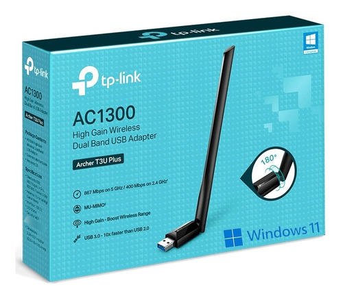 Adaptador Wifi Usb 3.0 Tp Link Archer T3u Plus Ac1300 Dual B