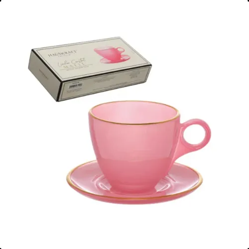 comprar Jogo 4 Xicaras De Chá Com Pires Rose Com Dourado 170ml