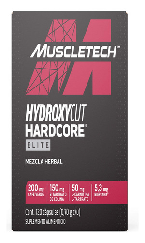 Hydroxycut Hardcore Elite Bonus Muscletech 120 Cápsulas