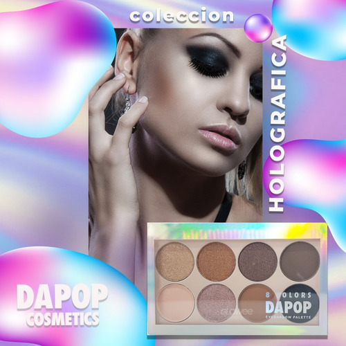 Paleta Sombras Ojos Holografica Dapop Original 8 Tonos Mod 2