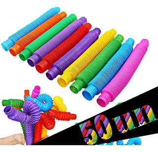 50 Poptube Tubo Fidget Tube Toys Folding Pop It Promoção