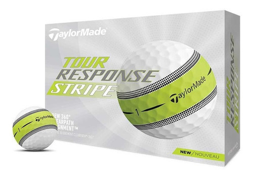 Bolas de golfe Taylormade Tour Response Stripe X12, cor branca C/amarela