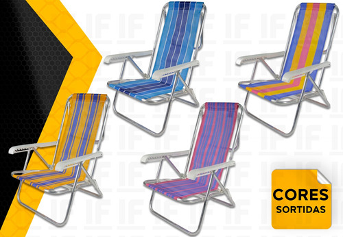 Cadeiras De Praia C/ Guarda-sol Sombrinha Cores Sortidas