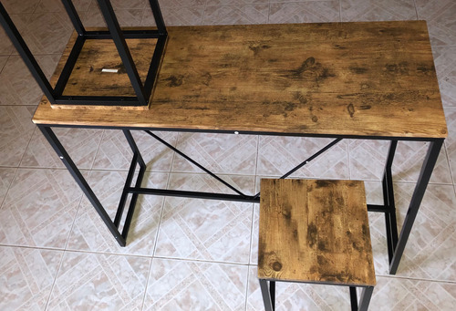 Mesa Barra / Sillas Set Desayunador 3pz Armable Café Rústico Negro (Usado)