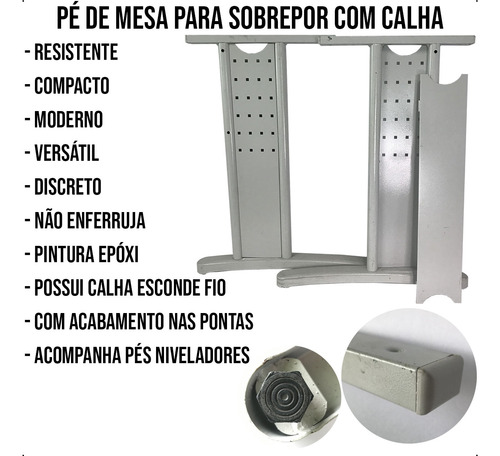 Par Pé De Mesa Sobrepor Com Calha Para Passar Fio Qualidade