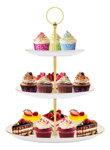 Soporte Cupcakes  Torre De Postre De 3 Niveles, Band...