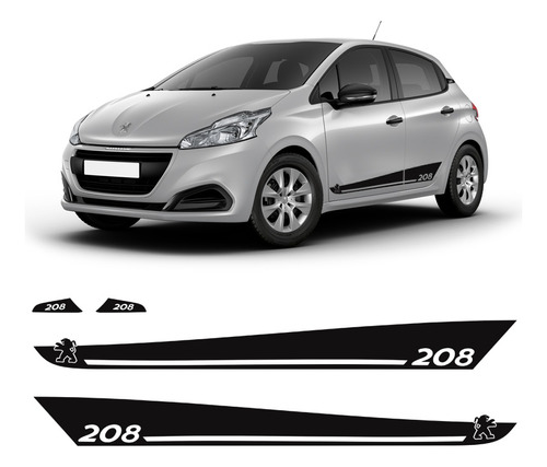 Kit Faixa Peugeot 208 Sport 2014/2020 Adesivo Lateral Portas