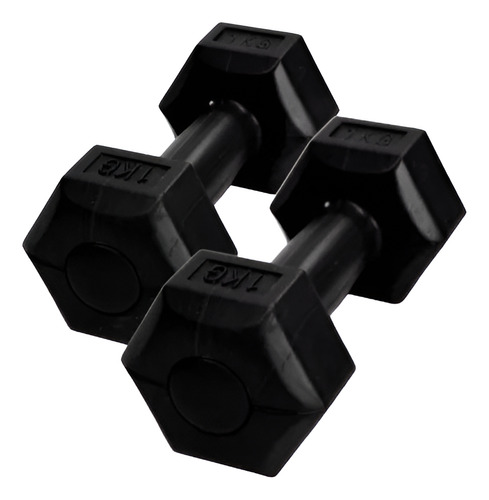 Kit 2 Mancuernas Hexagonales Pesa 1 Kg Cada Una Gimnasia Gmp Color Negro