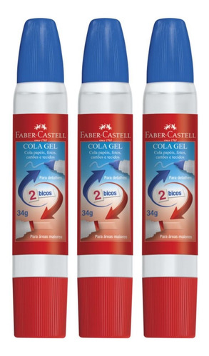 Cola Gel Faber Castell 2 Bicos Escola Artes Transparente Kit