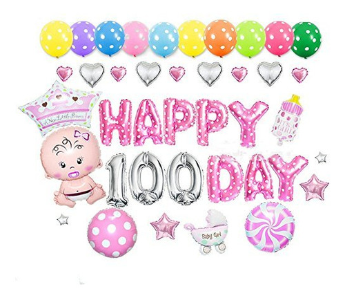 Goer Cute Pink Globo Letra Alfabeto Conjunto Feliz 100 Dia