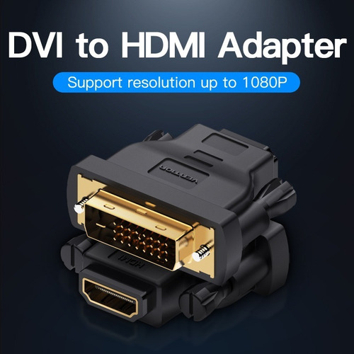 Imagen 3 de 10 de Adaptador Premium Dvi (24+1) Macho A Hdmi Hembra - Vention