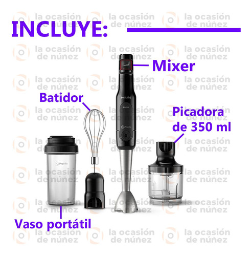 Imagen 3 de 7 de Mixer Philips Promix 600w Minipimer Licuadora Manual Vaso