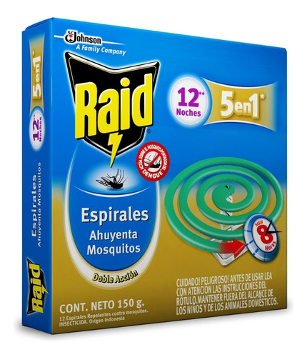 Raid Espirales Mosquitos Dengue 12 Cajas X 12 (144 Unidades)