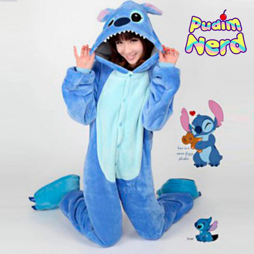 Stitch Azul Pijama Macacão Kigurumi - Pronta Entrega