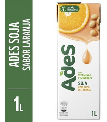 Bebida A Base De Soja Ades Laranja Tp 1 Litro - Kit Com 2