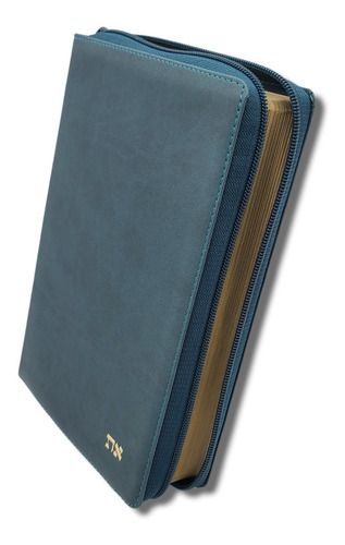 Imagen 1 de 6 de Biblia Textual Iv Edición Imit. Piel Azul Con Cierre