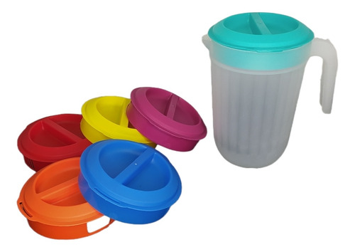 Jarra Plástica 2.2 Litros Con Tapa, Colores Variados