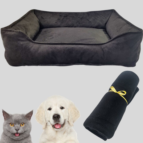 Caminha de suede Gg para pet e cobertor mantinha cor preto desenho liso