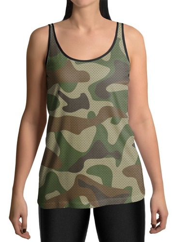 Regata Feminina Dry Fit Academia Camuflado Exercito Retro