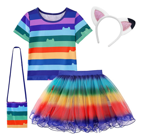 Vestido De Tutú Adreit Rainbow Para Niña, Conjunto De Cumple